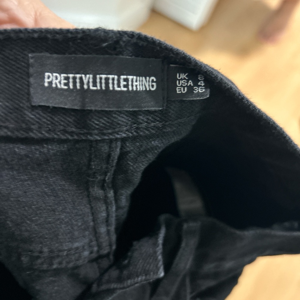 PrettyLittleThing Black Denim Mini Skirt